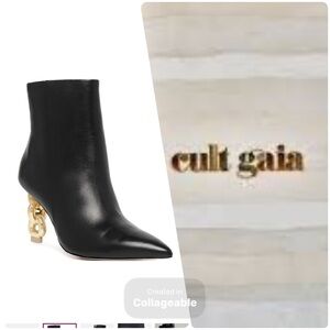 ‼️WOW‼️Cult Gaia 💥Black Booties with Sculpted Gold Heel. GUC💥🎁🖤🔥